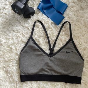 Nike “Indy” racerback compression sports bra in gray for women